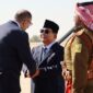 Menteri Pertahanan (Menhan) RI Prabowo Subianto tiba di Bandara International Queen Alia, Yordania dengan sambutan yang hangat oleh sejumlah pejabat tinggi Yordania. (Dok. Tim Media Prabowo)